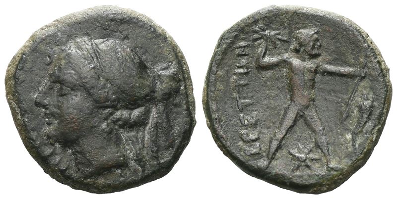 Bruttium, The Brettii, C. 214-211 Bc. Æ Half Unit (16 MM, 3.46 G).