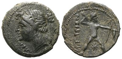 Bruttium, The Brettii, C. 214-211 Bc. Æ Half Unit (18 MM, 3.26 G).