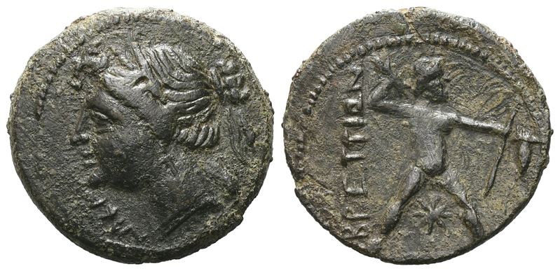 Bruttium, The Brettii, C. 214-211 Bc. Æ Half Unit (18 MM, 3.26 G).