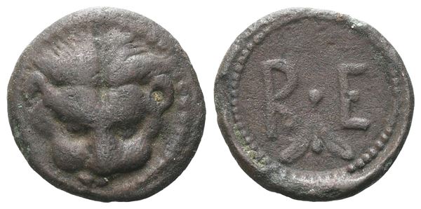 Bruttium, Rhegion, c. 450-425 BC. Æ Onkia (12 mm, 1.18 g).