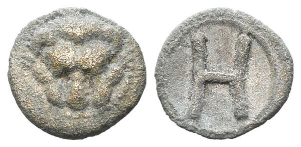 Bruttium, Rhegion, c. 415/0-387 BC. AR Hemilitron (8 mm, 0.31 g).