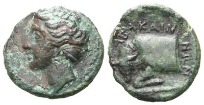 Sicily, Abakainon, C. 339-317 Bc. Æ Tetras (14 MM, 1.74 G).