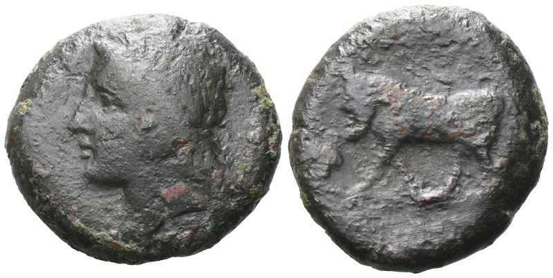 Sicily, Tauromenion, C. 357-315 Bc. Æ Hemilitron (24 MM, 13.42 G).