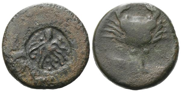 Sicily, Akragas, c. 425/0-410/06 BC. Æ Tetras (21 mm, 8.72 g).