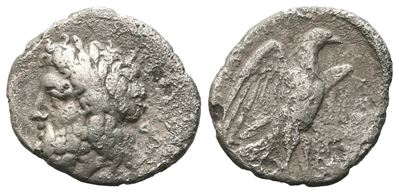 Sicily, Akragas, C. 338-317 Bc. Ar Diobol? (12 MM, 0.95 G).