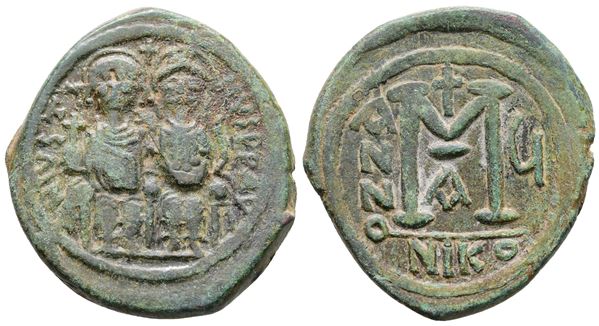 Justin II and Sophia (565-578). Æ 40 Nummi (29mm, 15.41g).