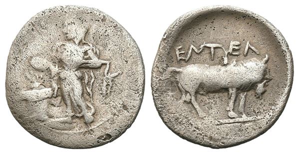 Sicily, Entella. Elymian issues, c. 440-430 BC. AR Litra (12 mm, 0.73 g).