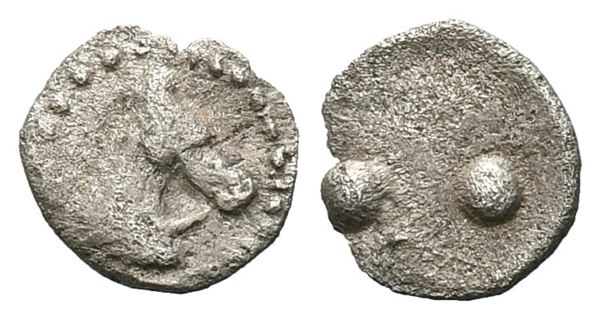 Sicily, Gela, c. 480/75-475/70 BC. AR Hexas of Dionkion (6 mm, 0.10 g).
