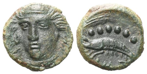 Sicily, Himera, c. 412-409 BC. Æ Hemilitron or Hexonkion (11 mm, 1.03 g).