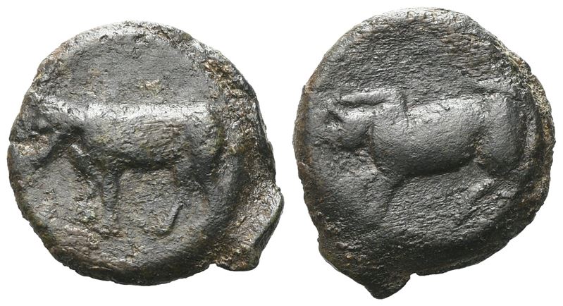 Sicily, Halykiai, C. 390-370 Bc. Æ Tetras Or Trionkion (16 MM, 3.31 G).