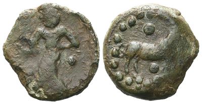 Sicily, Halykiai, C. 400-397 Bc. Æ Hexas Or Dionkion (15 MM, 2.87 G).