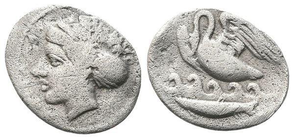 Sicily, Kamarina, c. 410-405 BC. AR Litra (12 mm, 0.73 g).  - Auction GREEK & ROMAN PROVINCIAL COINS AND NUMISMATIC LITERATURE Including a wide selection of Alexandrian Coins from the Dattari Collection - Bertolami Fine Art - Prague