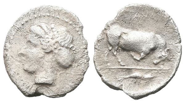 Sicily, Katane, c. 405-403/2 BC. AR Litra (13 mm, 0.69 g).  - Auction GREEK & ROMAN PROVINCIAL COINS AND NUMISMATIC LITERATURE Including a wide selection of Alexandrian Coins from the Dattari Collection - Bertolami Fine Art - Prague