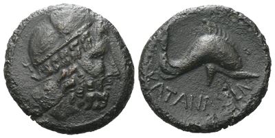 Sicily, Katane, Late 3rd - Early 2nd Century Bc. Æ Dichalkon (17 MM, 2.73 G).