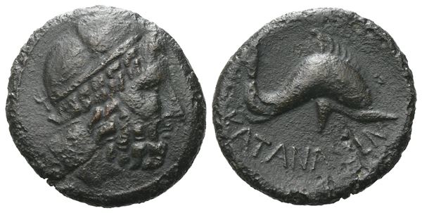 Sicily, Katane, late 3rd - early 2nd century BC. Æ Dichalkon (17 mm, 2.73 g).