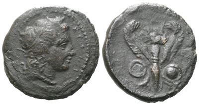 Sicily, Kronia, C. 336-317 Bc. Æ Hemilitron(?) (20 MM, 6.48 G).