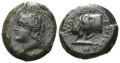 Sicily, Tauromenion, C. 357-305 Bc. Æ Hexas (17 MM, 5.40 G).