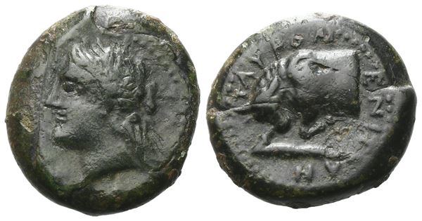 Sicily, Tauromenion, c. 357-305 BC. Æ Hexas (17 mm, 5.40 g).