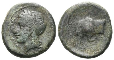 Sicily, Tauromenion, C. 357-305 Bc. Æ Hexas (16 MM, 3.46 G).