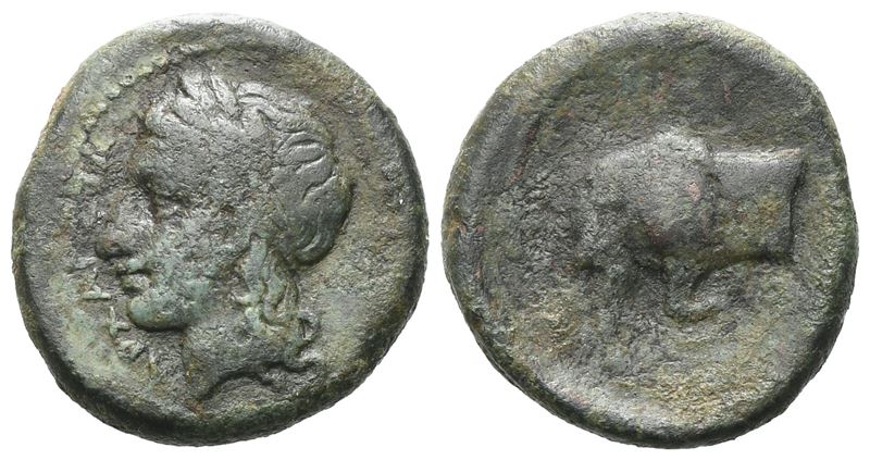 Sicily, Tauromenion, C. 357-305 Bc. Æ Hexas (16 MM, 3.46 G).
