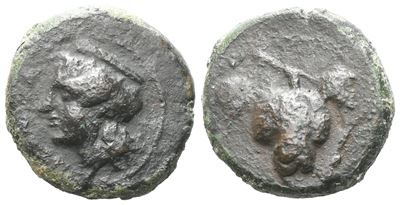 Sicily, Tauromenion, Early 3rd Century Bc. Æ Hexas (16 MM, 4.80 G).