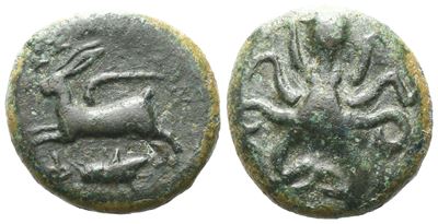 Sicily, Messana, 406-396 Bc. Æ Tetras (17 MM, 5.36 G).