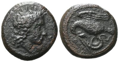 Sicily, Morgantina, C. 339/8-317 Bc. Æ Hemilitron (21 MM, 8.72 G).