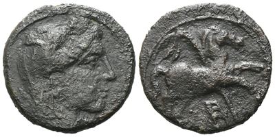 Sicily, Morgantina. Punic Occupation, C. 214-210 Bc. Æ (21 MM, 5.12 G).