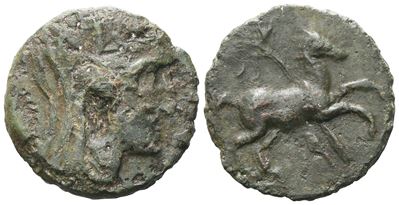 Sicily, Morgantina. Punic Occupation, C. 214-210 Bc. Æ (21 MM, 7.04 G).