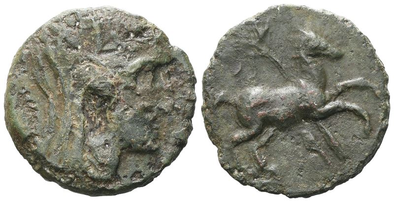 Sicily, Morgantina. Punic Occupation, C. 214-210 Bc. Æ (21 MM, 7.04 G).