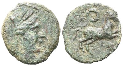 Sicily, Morgantina. Punic Occupation, C. 214-210 Bc. Æ (19 MM, 3.58 G).