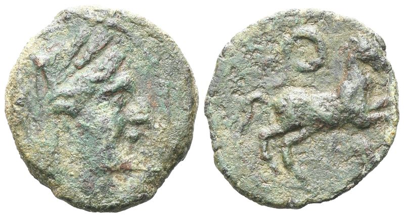 Sicily, Morgantina. Punic Occupation, C. 214-210 Bc. Æ (19 MM, 3.58 G).