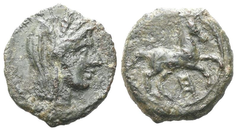 Sicily, Morgantina. Punic Occupation, C. 214-210 Bc. Æ (13 MM, 1.88 G).