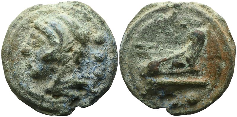Anonymous, Quadrans, c. 225-217 BC; Æ (68 g; 42,1 mm; 12 h)