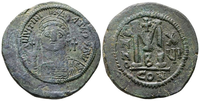 Justinian i (527-565). Æ 40 Nummi (37mm, 20.25g).
