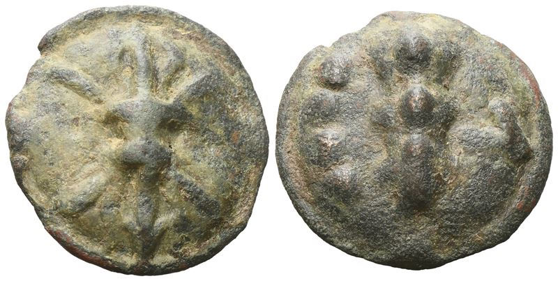 Apulia, Luceria, Quatrunx, c. 217-212 BC; Æ (25,96 g; 29,6 mm; 12 h)