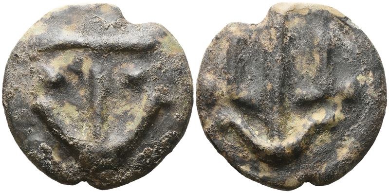 Central Italy, Uncertain, Sextans, c. 3rd century BC; Æ (49 g; 40,3 mm; 12 h)