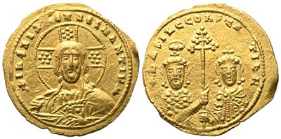 Basil II e Costantino VIII, Histamenon nomisma (nimbato) in oro, Costantinopoli, circa 1001-1005