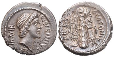 S. Sicinius e C. Coponius, Denario romano (49 a.C.), argento (AR)