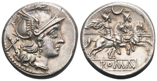 Anonymous, Denarius, Uncertain Campanian mint (Capua?), 207 BC; AR (4,43 g; 18,5 mm; 6 h)