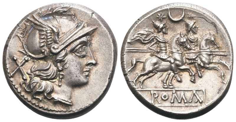 Anonymous, Denarius, Uncertain Campanian mint (Capua?), 207 BC; AR (4,43 g; 18,5 mm; 6 h)