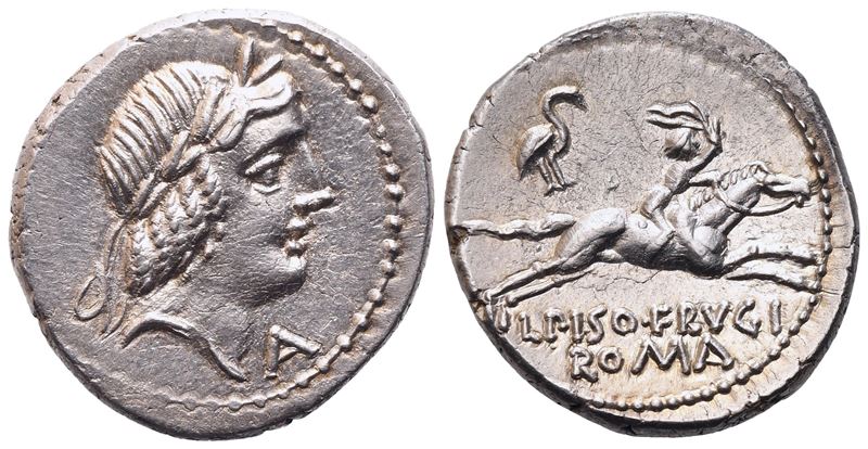 L. Calpurnius Piso Frugi, Denarius, 90 BC; AR (4,11 g; 18,5 mm; 6 h)