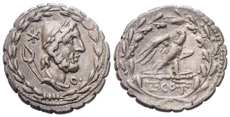 L. Aurelius Cotta, Denarius Serratus, 105 Bc; Ar (3,91 G; 19 MM; 3 H)