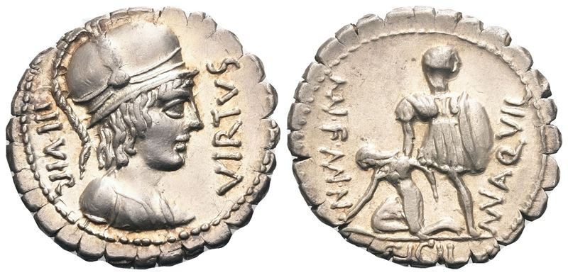 Mn. Aquillius, Denarius serratus, Rome, 71 BC; AR (4 g; 18,6 mm; 6 h)
