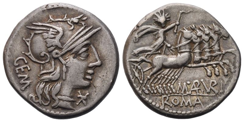 M. Aburius Geminus, Denarius, Rome, 132 Bc; Ar (3,95 G; 19 MM; 3 H)