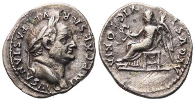 Vespasian (69–79), Quinario di Roma, 75 d.C., AR