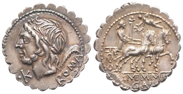 L. Memmius Galeria, Denarius serratus, Rome, 106 BC; AR (4,01 g; 18 mm; 3 h)