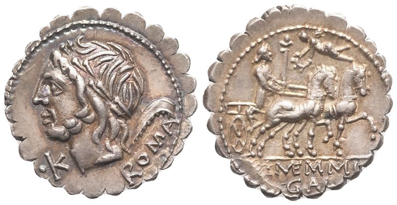 L. Memmius Galeria, Denarius serratus, Rome, 106 BC; AR (4,01 g; 18 mm; 3 h)