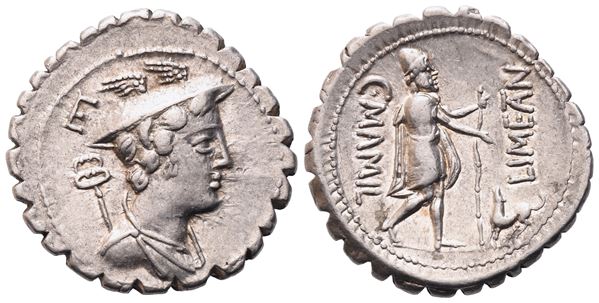 C. Mamilius Limetarnus, Denarius serratus, 82 BC; AR (4,10 g; 19,6 mm; 9 h)