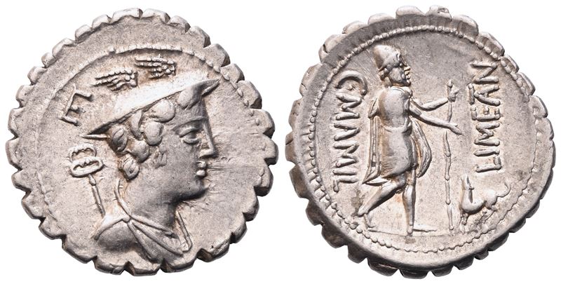 C. Mamilius Limetarnus, Denarius serratus, 82 BC; AR (4,10 g; 19,6 mm; 9 h)